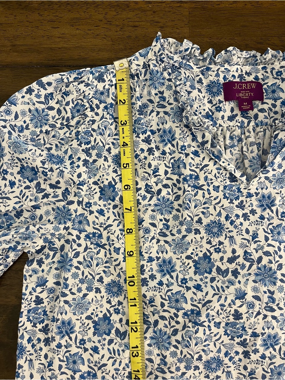 J. Crew Ruffleneck Keyhole Top in Liberty Grace Emily Bell fabric Cotton Medium - Picture 11 of 16